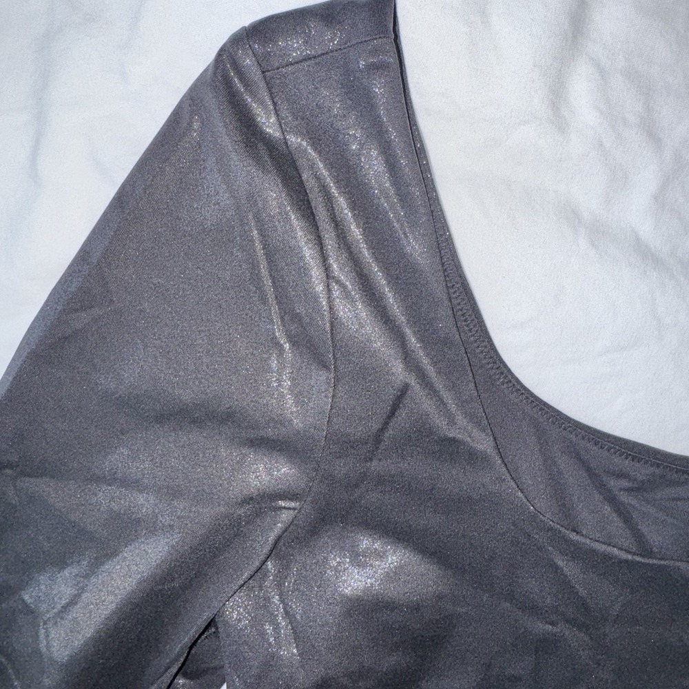 Lululemon Wundermost Square-Neck Black *SHINE* Bodysuit Nulu LS Thong Size L - Picture 2 of 11